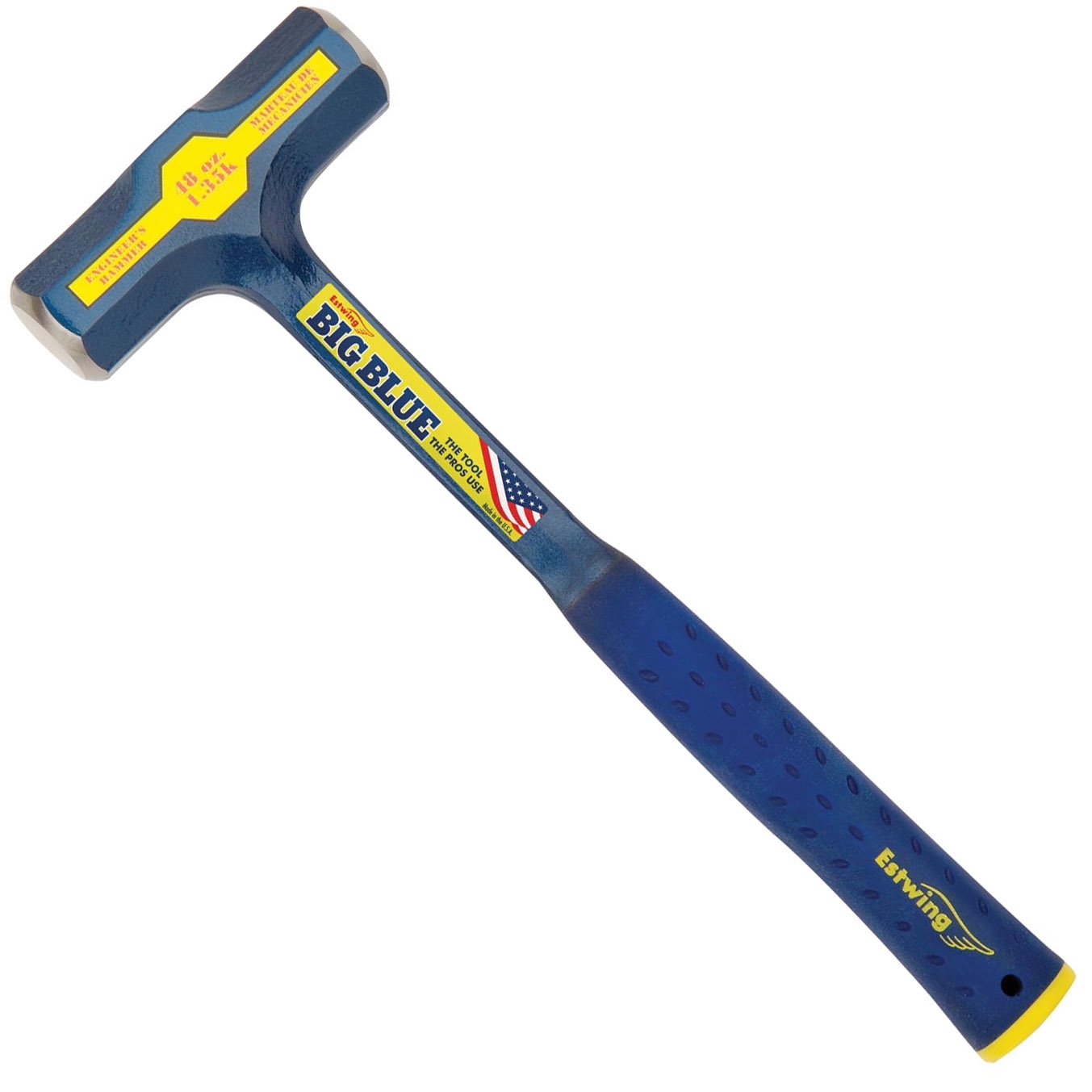 Estwing BIG BLUE Engineer's Hammer - 48 ozSledge with Forged Steel Construction & Shock Reduction Grip - E6-48E