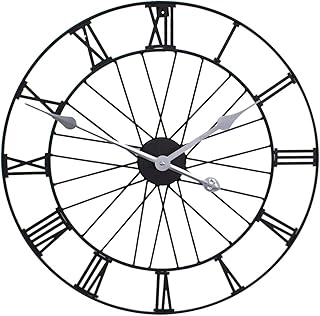 Rad Metall Garten-Uhr in einem schwarzen Finish lackiert – Moderne Wanduhr – 50 cm