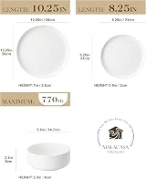 MALACASA Luna 18-Piece Dinner Set White Porcelain for 6 view 2