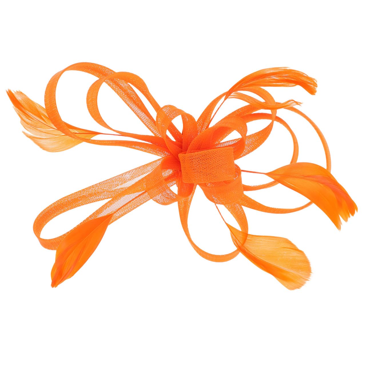 Lurrose Orange Fascinator Hair Clip with Mesh Headdress 7.28X5.51X1.97 Inches Bridal Hair Accessory for Wedding Party Formal Events