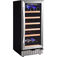 Wine Cooler Refrigerator,15" Under Counter Single Temperature Zone Wine Cooler Cabinet for 30 Bottles Embedded or…