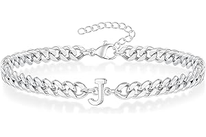 FOCOOG Initial Bracelet for Men - Gold Silver Cuban Link Chain Adjustable Initial Bracelet for Mens Jewelry, Unique Gifts for Men Husband Dad Father