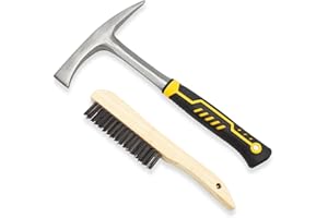 JOYFUL&HOPEFUL Heavy Duty Chipping Hammer,28oz,Professional Slag Removal Hammer,Forged Steel,12.6",Efficiently Removes Welding Slag and Spatter,with Wire Brush