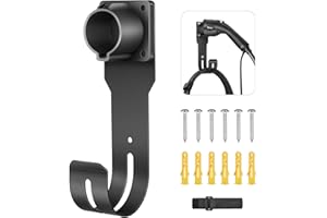 Elethor EV Charger Holder, EV Charger Nozzle and Cable Holder for SAE J1772 Connector, EV Charger Holster Dock for Indoor & Outdoor Use with Secure Lock, Strap Tie, Wall Anchors and Screws