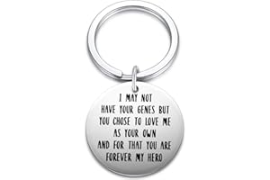 Ukodnus Stepdad Gifts from Son Daughter - I May Not Have Your Genes Keychain - Father’s Day Gifts for Bonus Dad - Birthday Present for Stepfather
