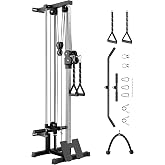 Wall Mount Cable Machine with 19 Positions Dual Pulley System, Attachments