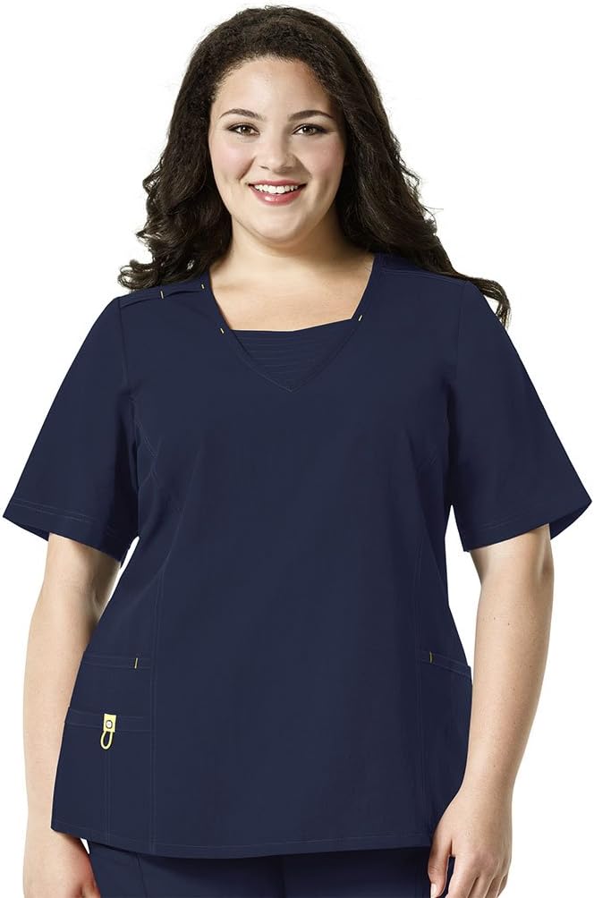 WonderWink Women's Plus Size Decorative V-Neck Top