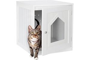 NOVA MICRODERMABRASION Litter Box Enclosure Cat Litter Box Furniture Hidden Litter Box Furniture Indoor Box Cabinet Cat House Side Table Nightstand (White)