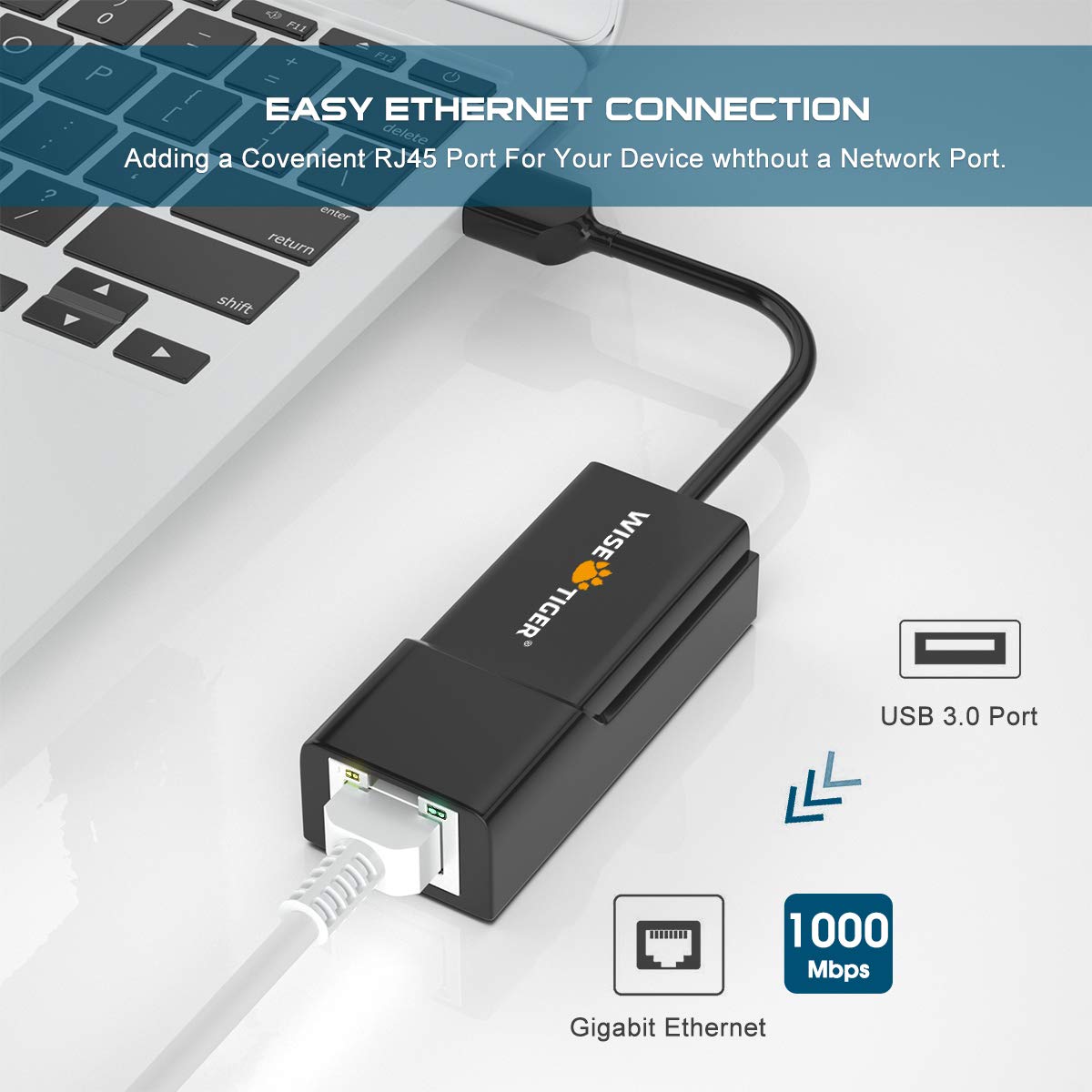 Network Adapter USB 3.0 Gigabit Ethernet Adapter RJ45 LAN for 10/100/1000Mbps Support Nintendo Switch MacBook Air Windows 8 7 XP Vista OS
