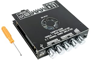 HOSYOND TDA7498E Bluetooth Amplifier Board 160W×2+220W Subwoofer 2.1 Channel Audio Receiver Power Amplifier Module with Treble and Bass Control for DIY Speakers