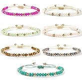 SHINUS BOHO 7Pcs Gold Colorful Gemstone Turquoise Beaded Braided Bracelets Set for Women, Handmade Natural Stone Crystal Adjustable String Rope Friendship Holiday Jewelry Birthday Gift
