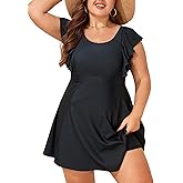 Smismivo Plus Size Swimsuit for Women Tummy Control Swim Dress One Piece Bathing Suit Slimming Ruffle Swimdress Curvy 2025