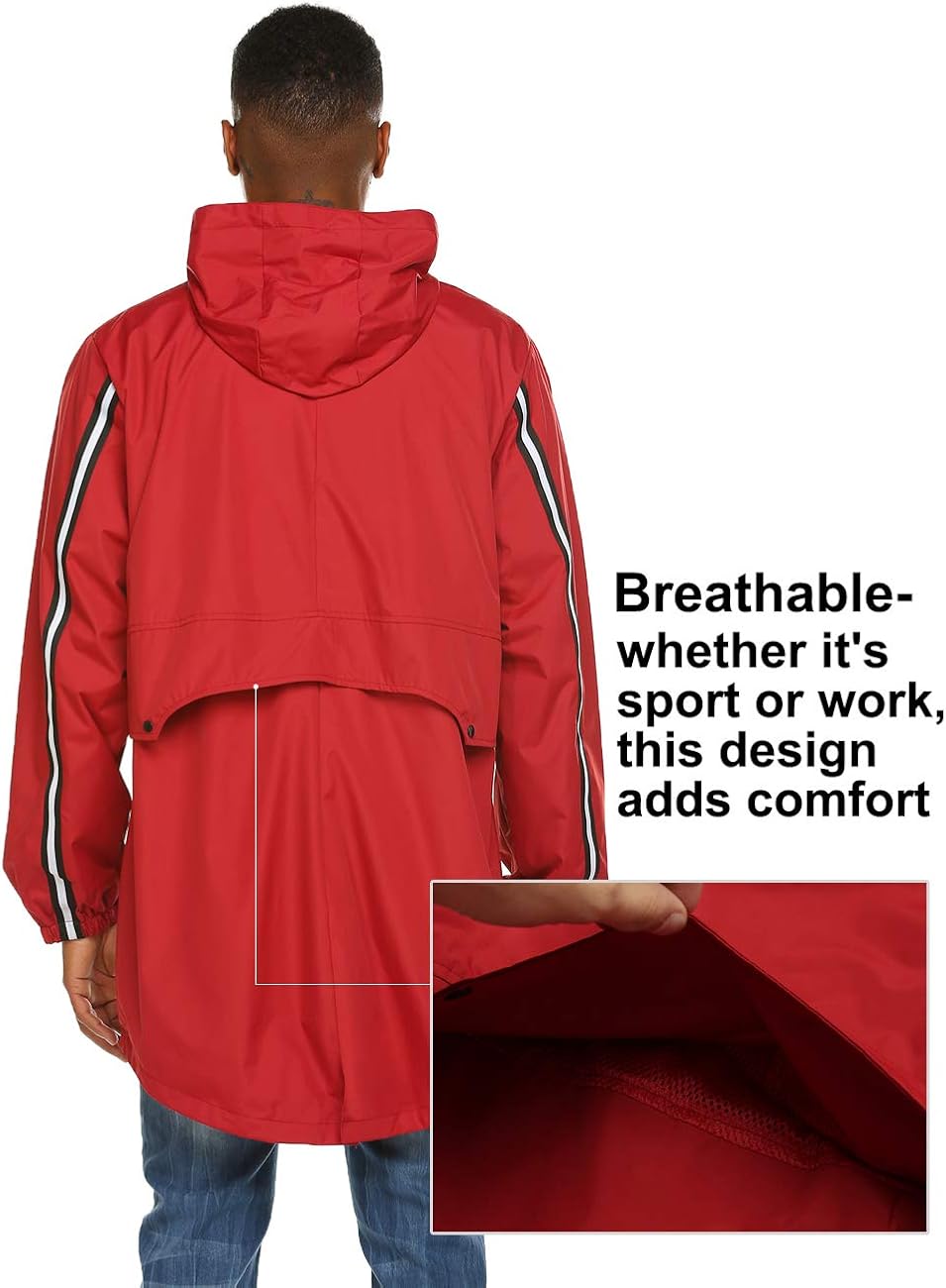 Avoogue Mens Breathable Rain Jacket Waterproof with Hood Windbreaker All Weather: Clothing