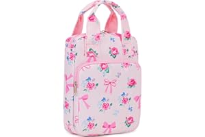 DSIUE Kids Bible Cover Case Gilrs Cute Bible Carrying Case Book Holder/Carrier/Bag with Handle and Pockets, Bow Floral