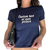 Custom Text Baby Tee - Trendy 90s Vintage Crop Top for Women, Personalized Text Baby Tee, Crop Top with Custom Photo Multi