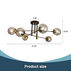SZXYKEJI 6-Lights Glass Chandelier，Modern Flush