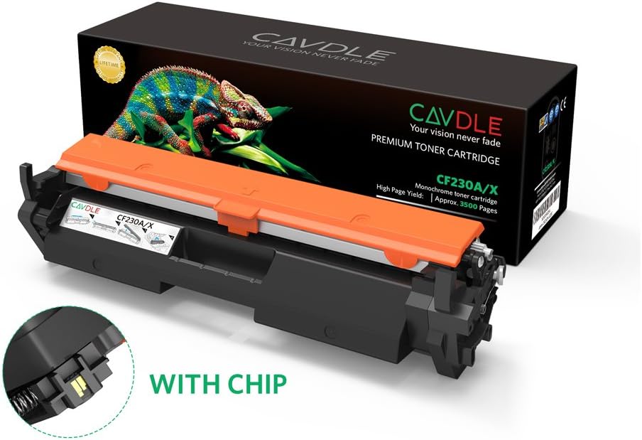 with Chip CAVDLE Compatible HP CF230A CF230X 30A 30X Toner Cartridge for HP Laserjet Pro MFP M227fdw m277fdn, HP Laserjet Pro M203dw m203dn Series Printers 1 Pack