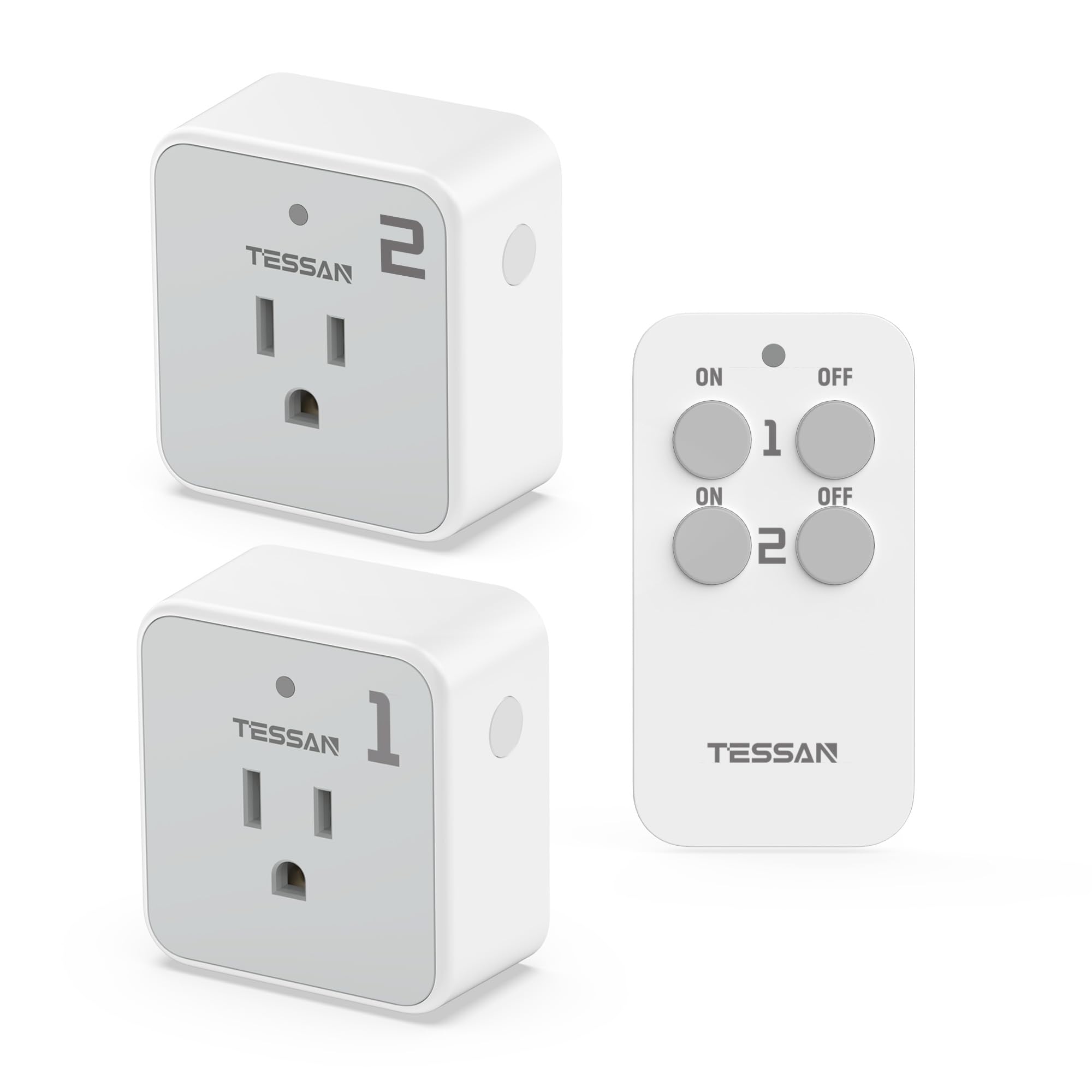 Photo 1 of Remote Control Outlet Plug, TESSAN Wireless Light Switch Kit 100ft RF Range, On Off Switch for String Lights, Lamps, Small Appliances, Wireless Power Socket, 15A/1875W (1 Remote and 2 Outlets)