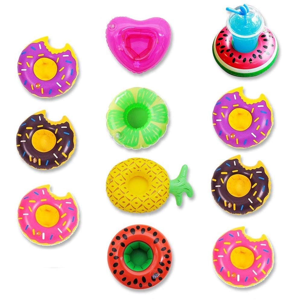 TOLTOL Inflatable Drink Holders, 10 Packs Floats Cup Holders Pool Cup Holders Drink Floats Inflatable Cup Coasters for Pool Party Kids Bath Toys