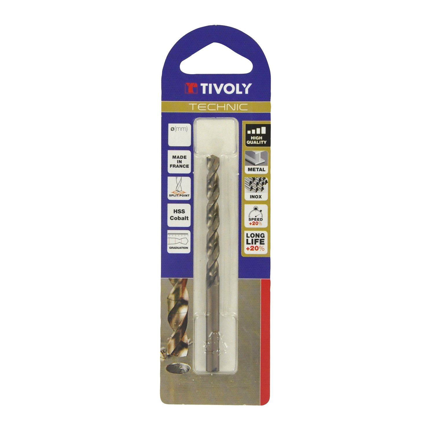 Tivoly Technic Metal Drill Bit in Blister Pack, Clear, 11468520250