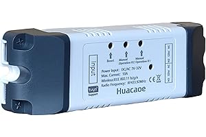 HUACAOE Tuya 2 Channel Updated USB 5V/DC/AC 7-32V, Momentary Inching Self-Locking Relay Module,Tuya App Remote Control,WiFi RF Bluetooth Switch Module,Dry Contact,Compatible with Alexa Goolge Home