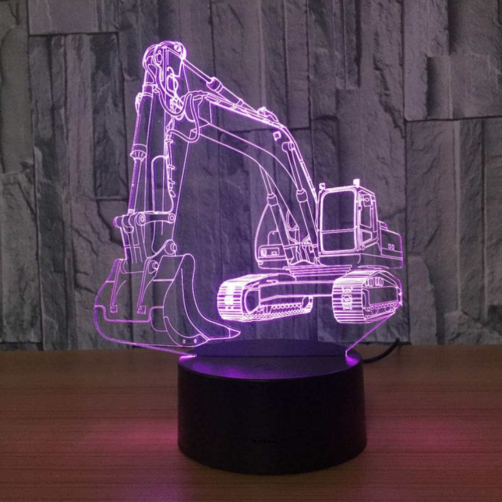 Wangzj Excavator Giant Shovel Tractor Cement Mixer Hoisting Vehicle Truck 3D Led Lamp Kids Night Light Truck Style 3D Led Light/Modeling 4 [Energy Class A++]
