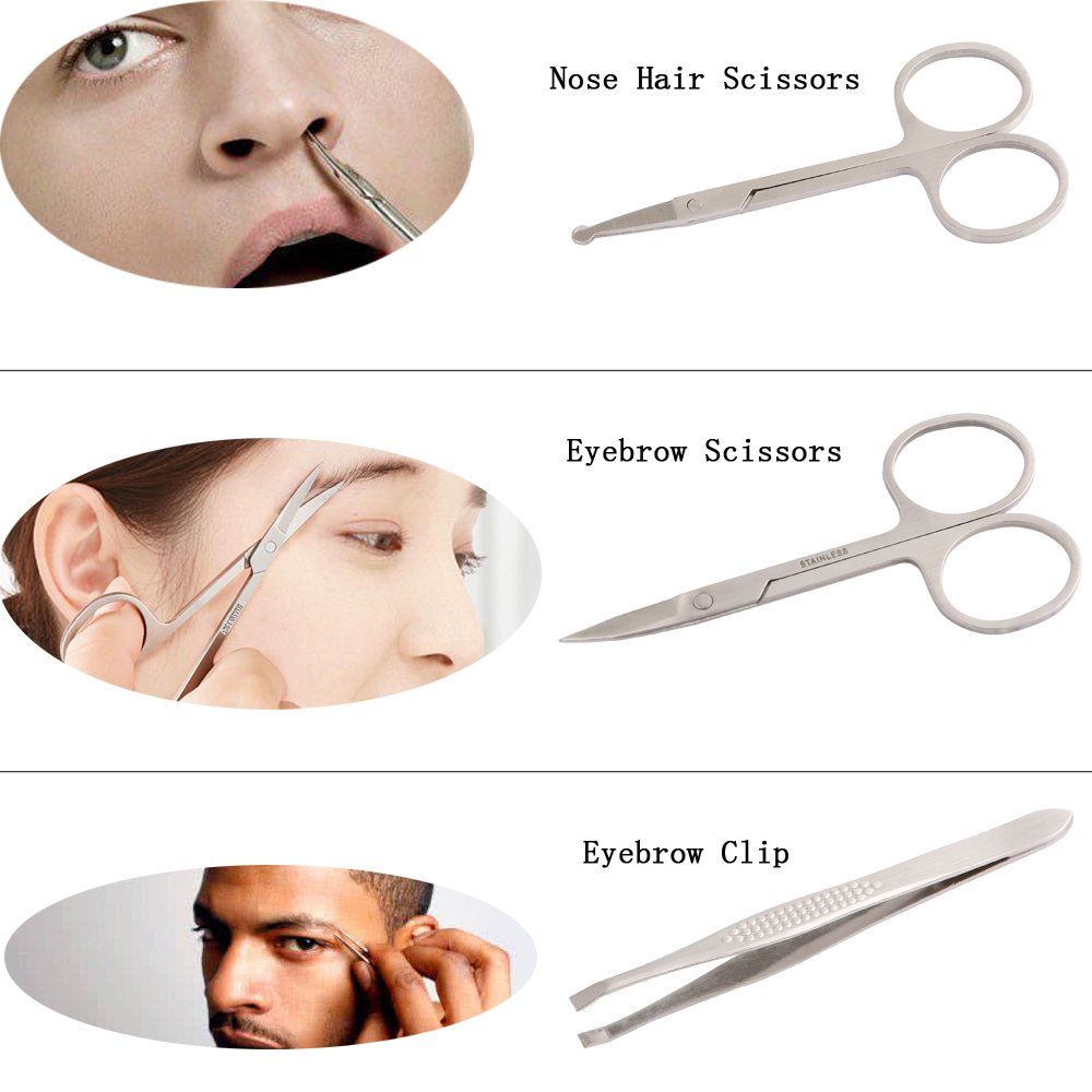 Manicure Pedicure Set Stainless Steel Nail Clippers Nail File Travel Grooming Kit with Protable Case-UHIBROS