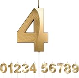 Polly Online Gold Glitter 3D Number Candles Set Birthday Cake Topper