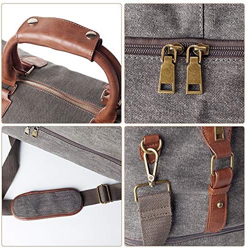 Canvas Travel Tote Luggage Men's Weekender Duffle Bag with Shoe compartment (Dark Grey) 7 Canvas Travel Tote Luggage Men's Weekender Duffle Bag with Shoe compartment (Dark Grey)
