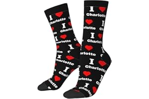 DJDHDKK I Love Charlotte Socks For Men Women Sport Casual Crew Athletic Running Socks