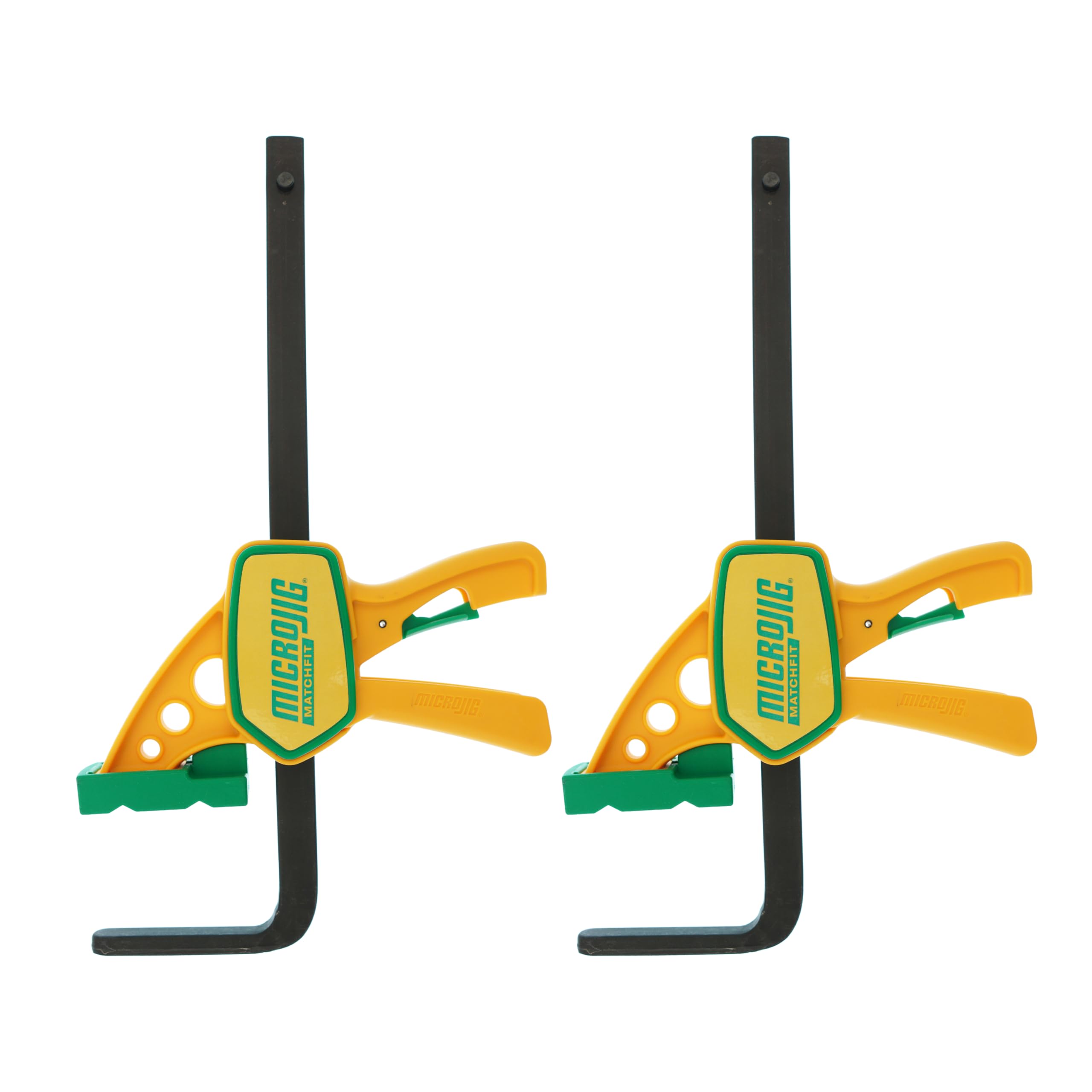 MatchFit Dovetail Track Clamps by Microjig, 2-Pack, Squeeze Action for Jigs, Sleds, Workbenches, Yellow