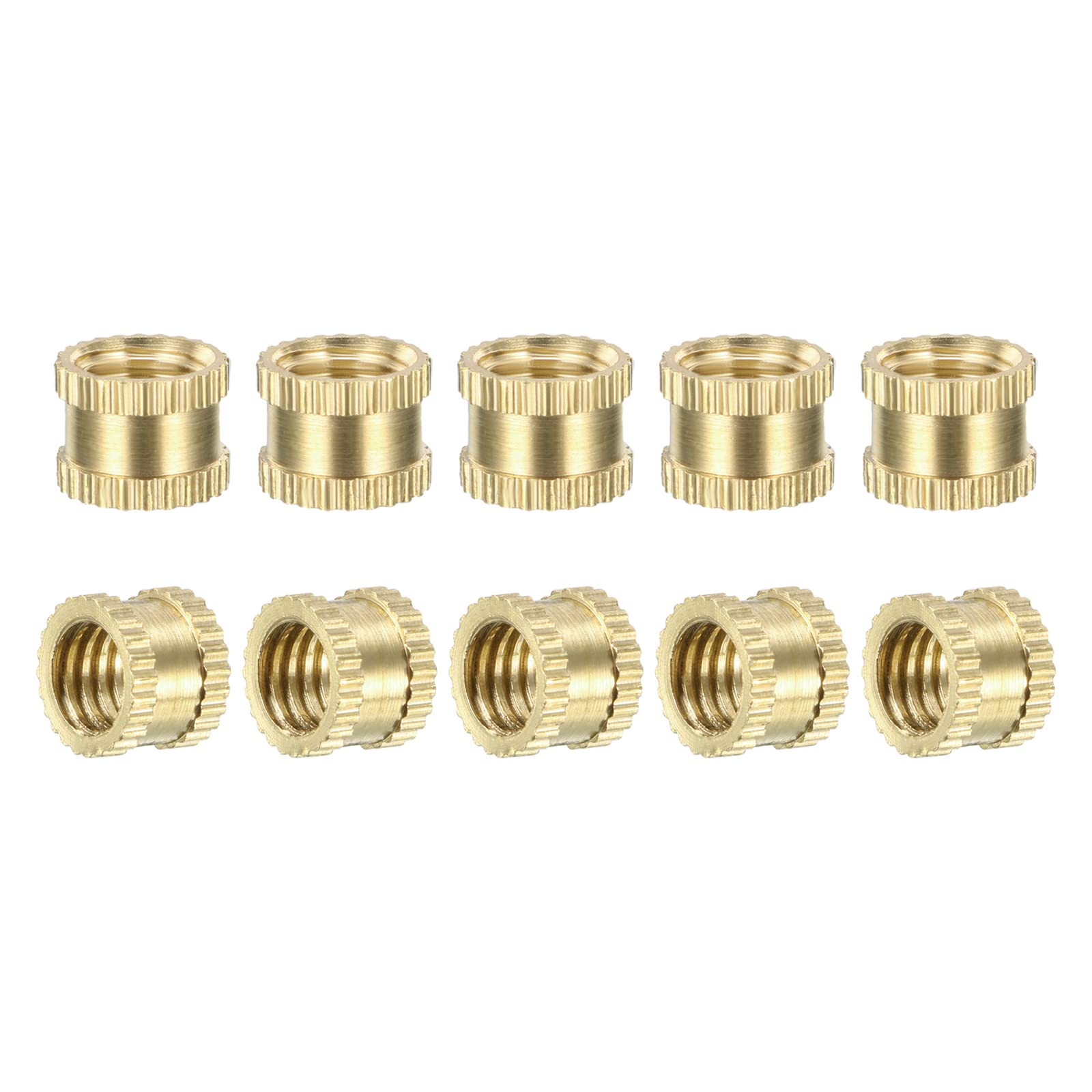 DTGN M6x6x8mm(IDxLxOD) Knurled Insert Nuts - 50 Pack - Good for Plastic Shells - Brass Female Thread Heat Set Inserts Embedment Nut — image 1