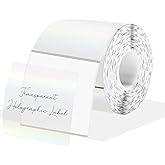 2 Inch Square Transparent Thermal Label Stickers, Holographic Clear Self-Adhesive Direct Thermal Labels, Perforation Line Design& Waterproof- 200 Sheets