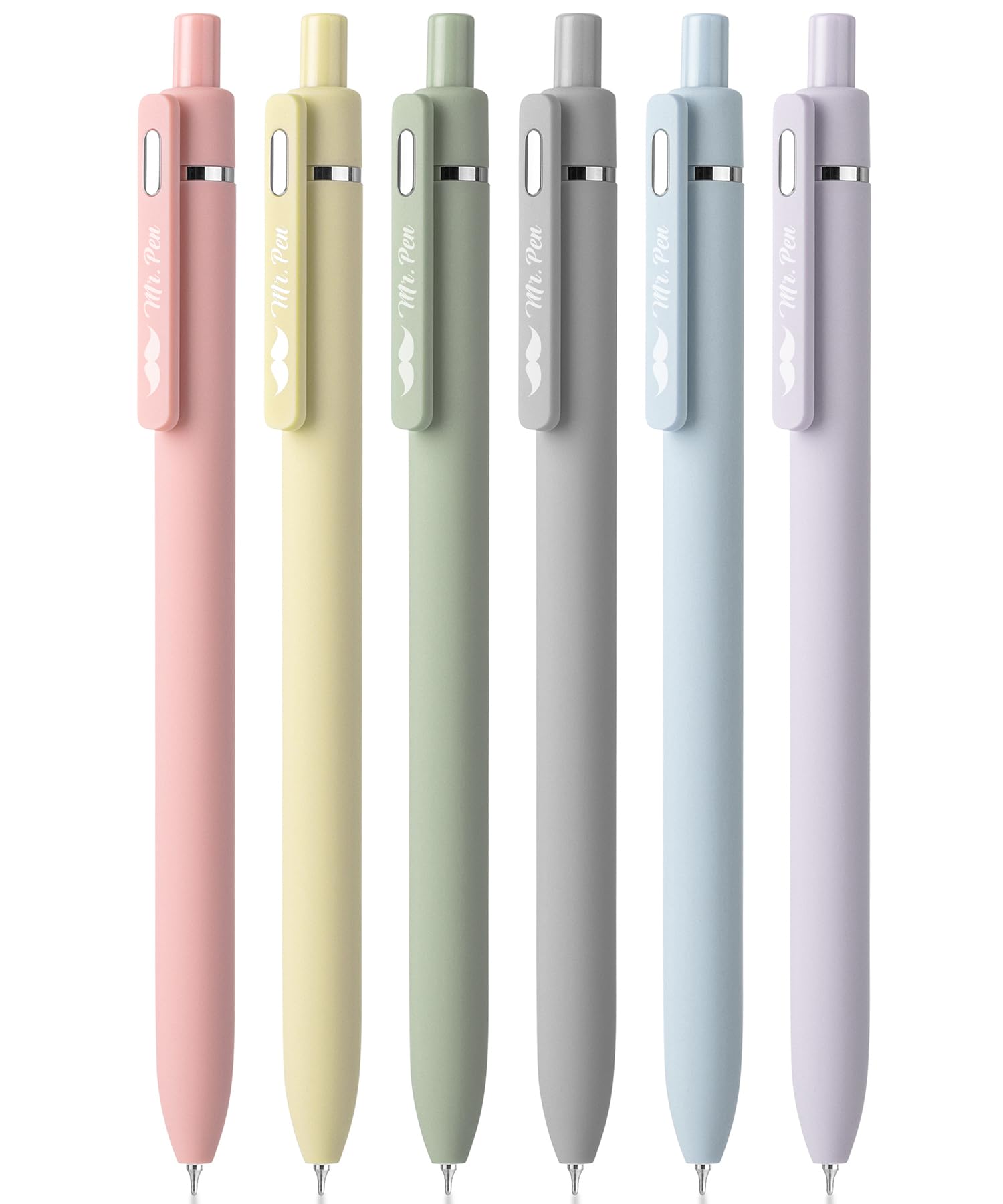 Photo 1 of Mr. Pen- Retractable Gel Pens for Journaling, 6 Pack, 0.5 mm Black Ink, Morandi Barrels, Smooth Writing Aesthetic Pens for Women