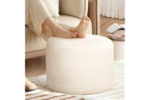 AS AWESLING Round Ottoman Foot Rest Pouf for Living Room Couch - Soft Plush Hassock