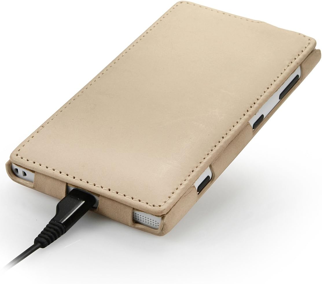 StilGut UltraSlim Genuine Leather Case for Nokia Lumia 1020, Old Style Sand Beige - Image 4