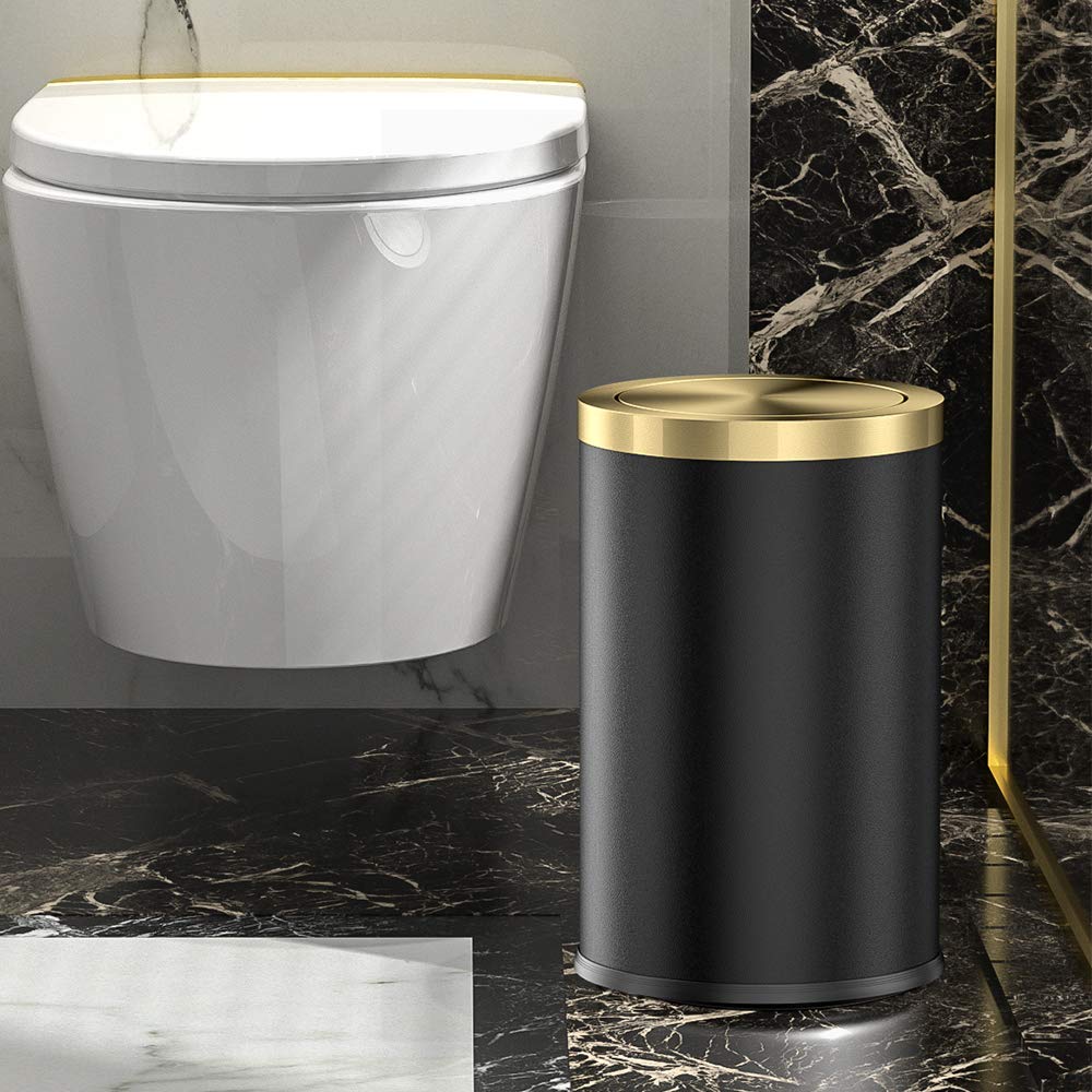 Stainless Steel Trash can, Bathroom Trash can with lid，Small Trash Can with Flipping Lid, 2.4gallon, Garbage cans for Kitchen，Living Room. Metallic Gold (ＢＬＡＣＫ): Industrial & Scientific