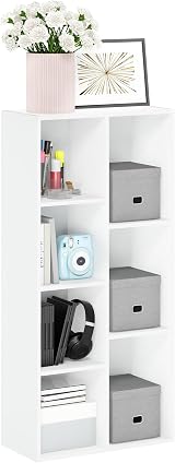 Furinno LUDER 7-Cube Bookshelf White 49.5W x 105.9H x 23.9D cm