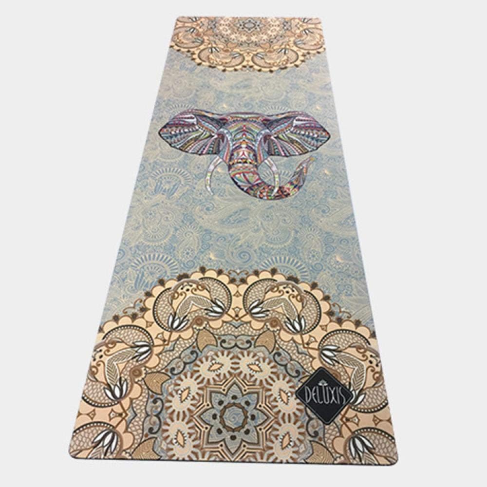 SSLLPPAA Non Slip Yoga Mat Pu Suede Yoga Mat Non Slip Comfortable Yoga Mat Fashion Printed Flower Goddess, 183cmx61cm (3.5mm), Colorful Elephant