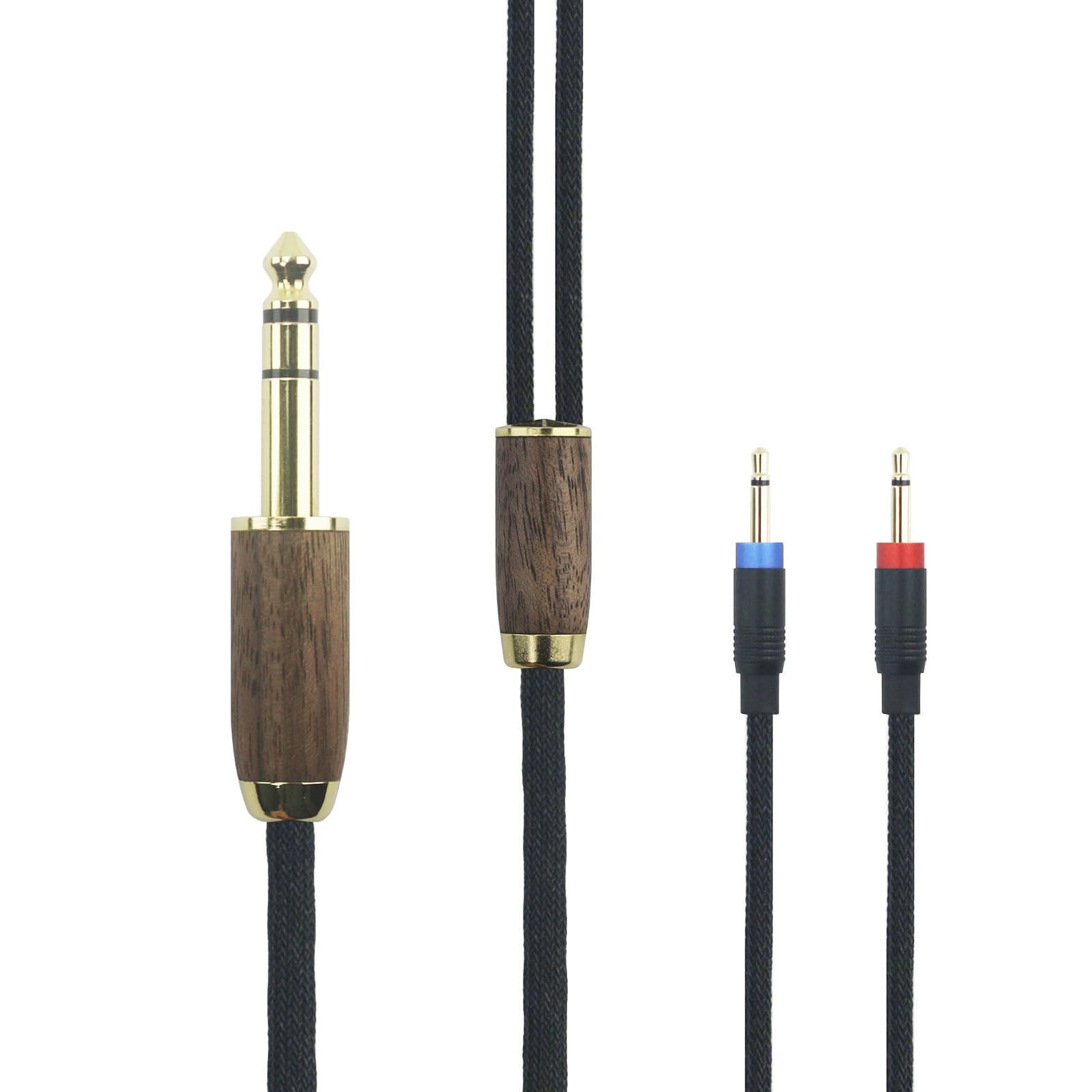 6.35mm audio cable replacement upgrade cable Compatible with Monolith M1060 M1060C M565 M565 for AudioQuest Nighthawk Headphone 6N OCC Copper Silver Plated Cord Walnut Wood Shell