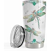 SANDJEST Dragonflies Gifts for Women Girls Dragonfly Tumbler 20oz Jewelry Drawings Stainless Steel Insulated Tumblers Coffee Travel Mug Cup Gift for Birthday Christmas