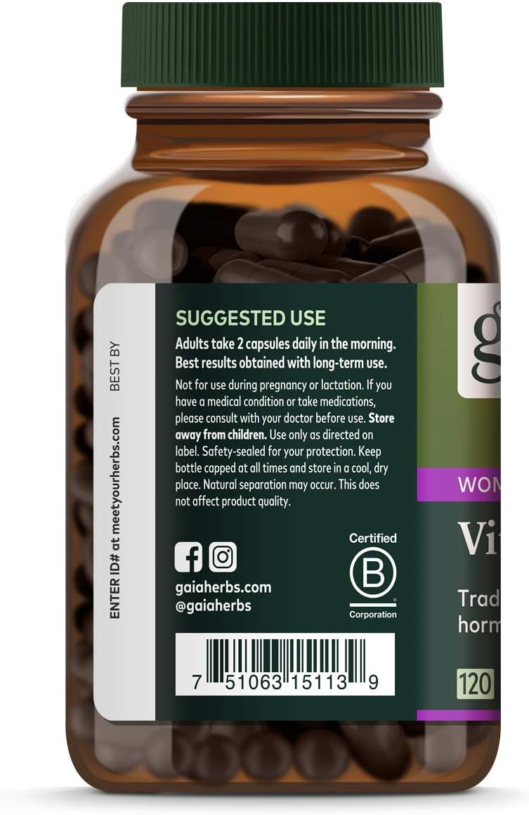 Gaia Herbs Vitex Berry, Chasteberry, Hormone Balance for Women, Vegan Liquid Capsules, 60 Count: Health & Personal Care