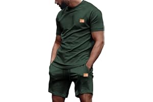 Dokotoo Men Mens Short Sets 2 Piece Outfits Summer Casual T Shirts and Shorts Tracksuit Sets with Pockets