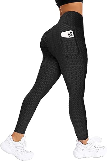 Amazon Com Aimilia Women S Butt Lifting Anti Cellulite Leggings High Waisted Ruched Yoga Pants With Pockets Tummy Control Sport Tights Clothing