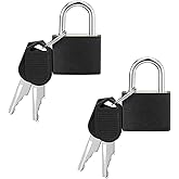 WVD 2 Pcs Luggage Lock, Mini Black Locker Lock, Padlock with Key, Travel Security Luggage Locks for Backpacking Essentials, L