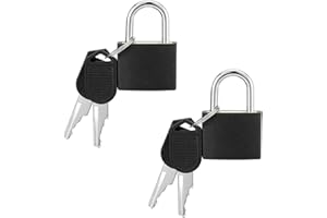 WVD 2 Pcs Luggage Lock, Mini Black Locker Lock, Padlock with Key, Travel Security Luggage Locks for Backpacking Essentials, L