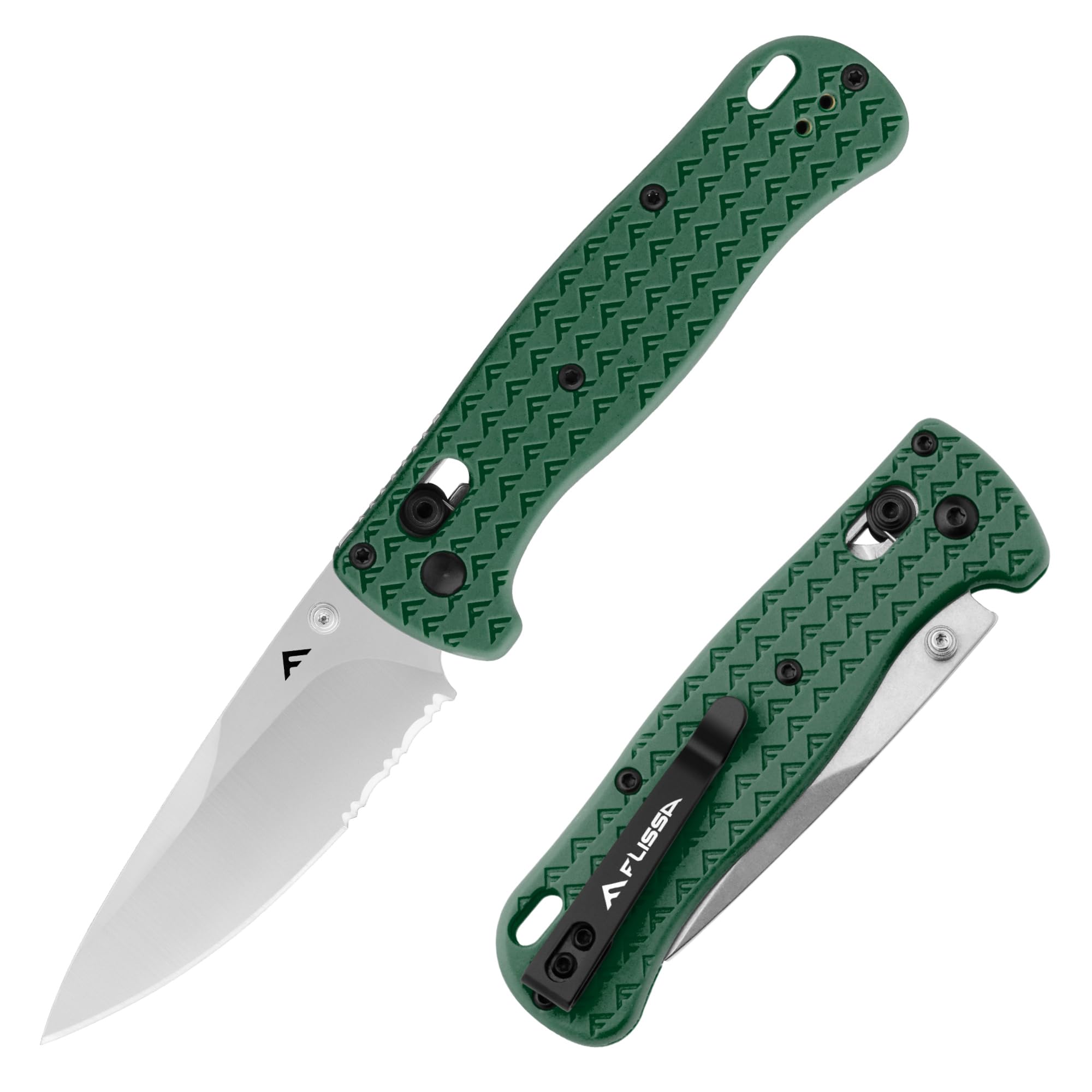 FLISSA Taschenmesser Klappmesser, AUS-8 Edelstahl, Scharfes Outdoor Messer mit Taschenclip, Klappbares Taschenmesser EDC Messer für Outdoor Jagd Camping, Grün