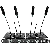Phenyx Pro Wireless Conference Microphone System, Quad Channel Wireless Podium Microphone, 4x50 UHF Frequencies, Auto Scan, 4 Gooseneck Mics for Lecture, Church, Conference, Public Speaking (PTC-4)
