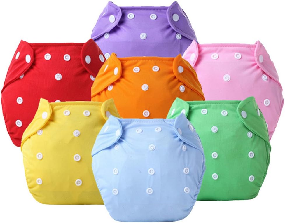 Ledyoung Kids Training Pants Cute Baby Infant Washable Cloth Diaper Nappy Underwear Boy and Girl, Adjustable Size, pack of 7