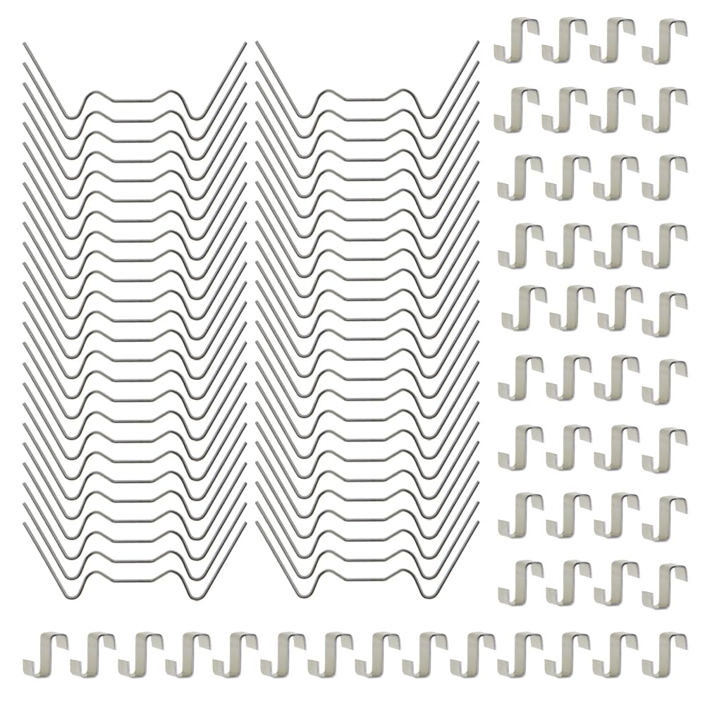 COEAYO 100 Pcs Greenhouse Glass Clip - Stainless Steel Greenhouse Window Clips Glass Pane Fixings Clips(50x W Glazing Clip and 50x Z Fixing Clip), JE5410, Sliver